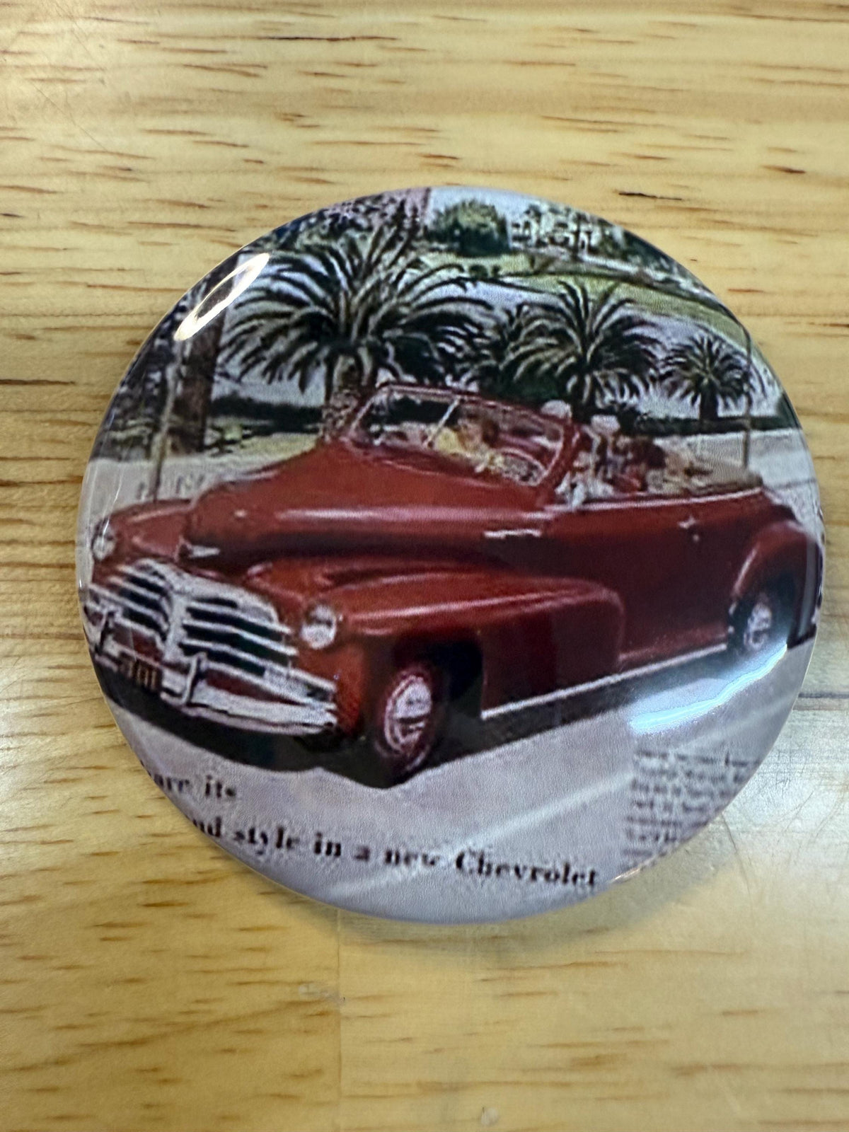 Chevy Fleetline Buttons: Vintage Car Pinback, Magnet, or Keychain