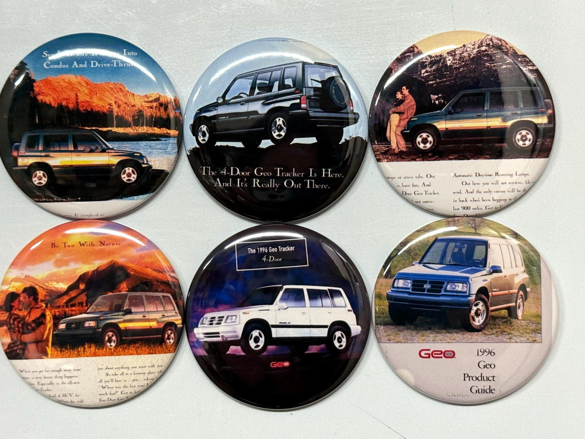 Geo Tracker 4 Door Magnets: Car Lover Gift, Pinbacks, Flatbacks
