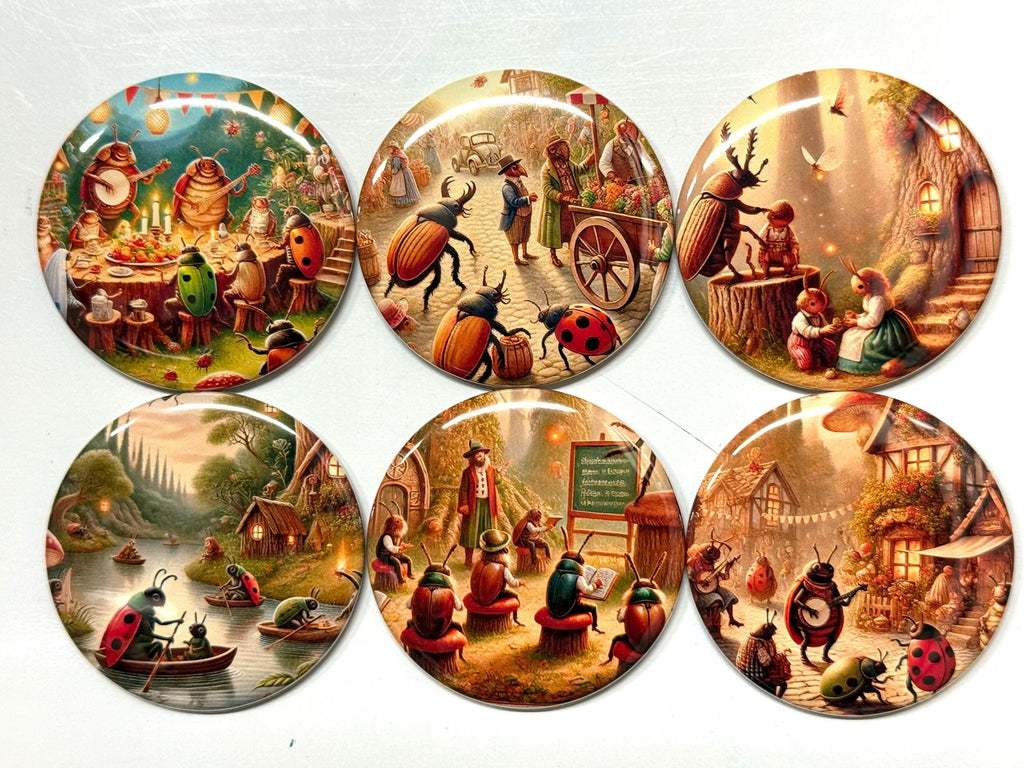 Magical Beetle Fridge Magnets: Storybook Pinback Buttons