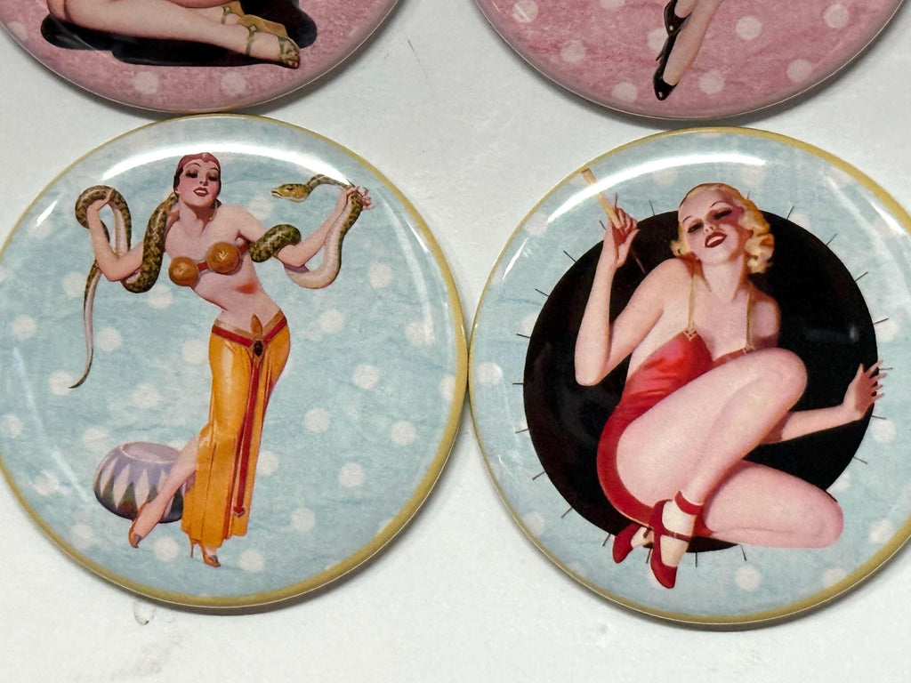 6 Pinups, pinbacks, flatbacks and more.  Choose your size/style. (s2)