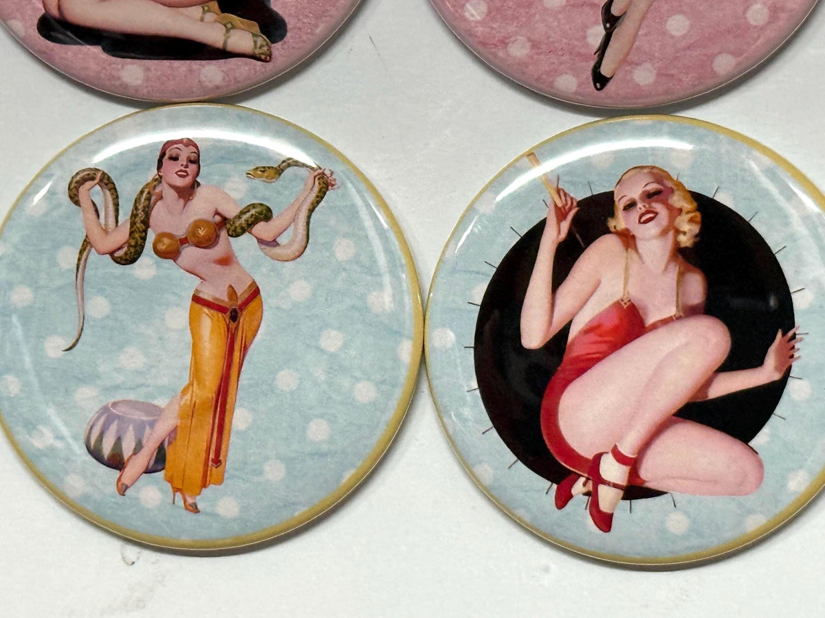 6 Pinups, pinbacks, flatbacks and more.  Choose your size/style. (s2)