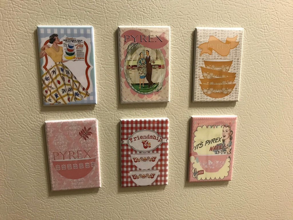Pyrex Fridge magnets 2x3 inch Vintage Pyrex ads Set 2