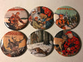 6 Deer Hunting Buttons.  Magnets, Pinbacks or Flatbacks, you choose.