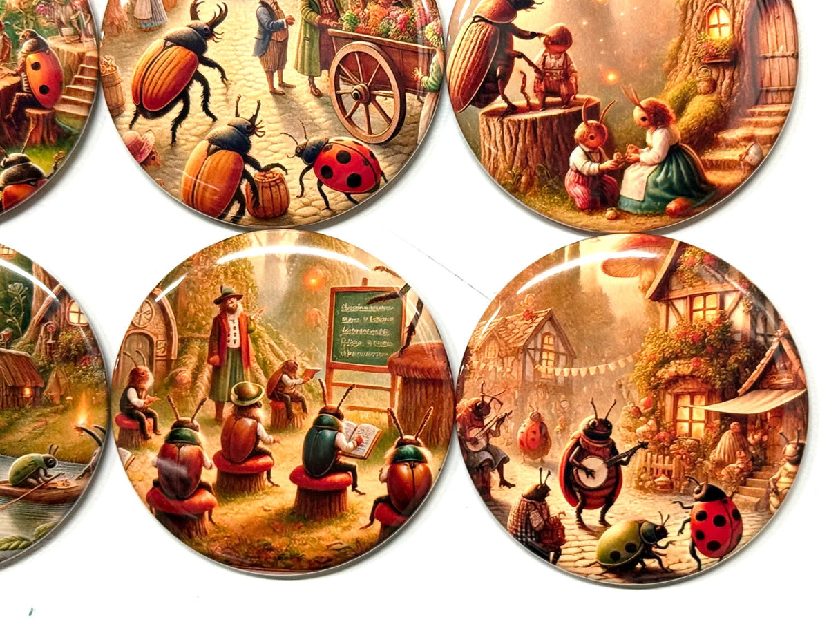 Magical Beetle Fridge Magnets: Storybook Pinback Buttons