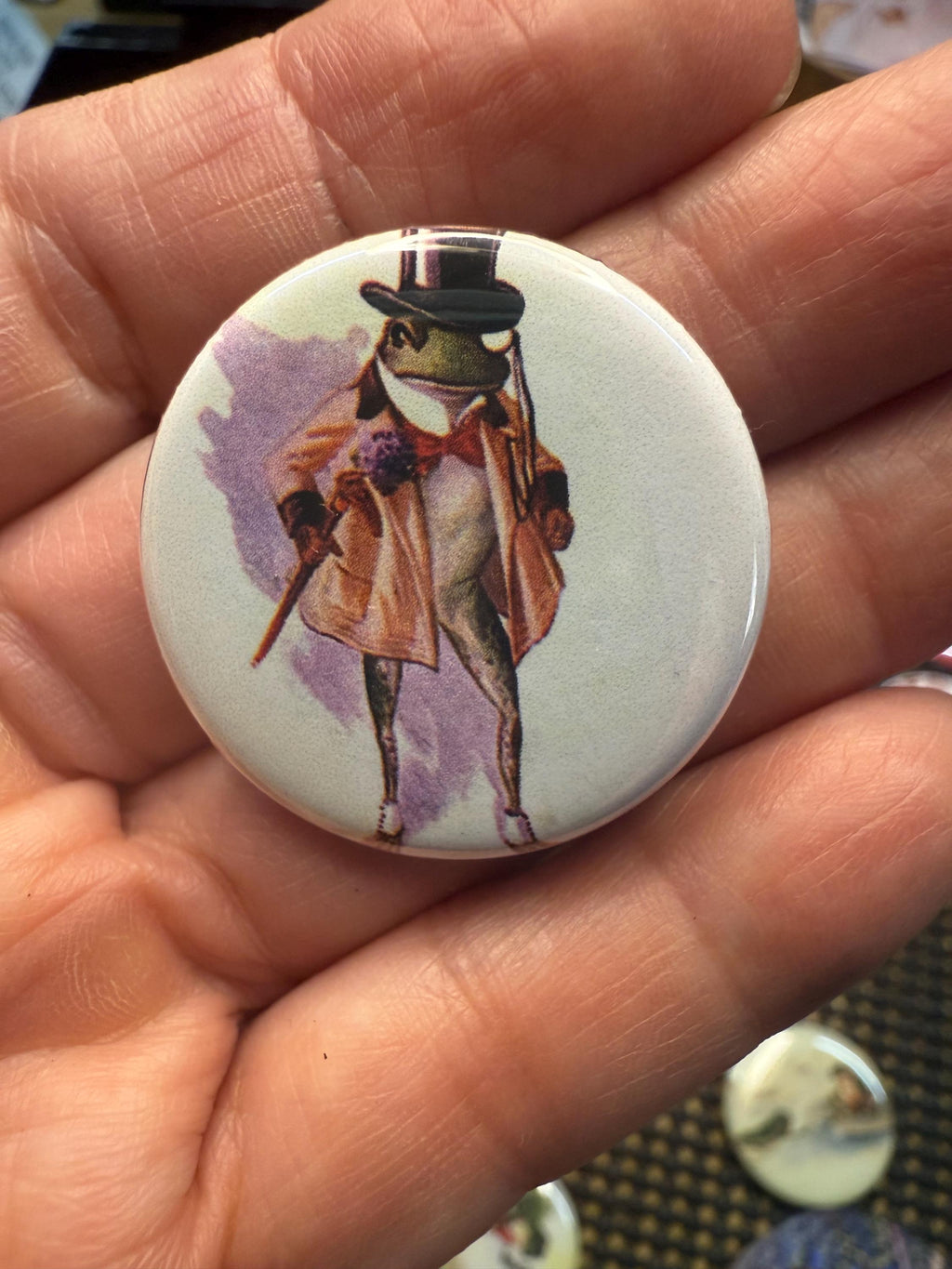 Vintage Frog Magnet Set: Reptile Toad Picture Buttons