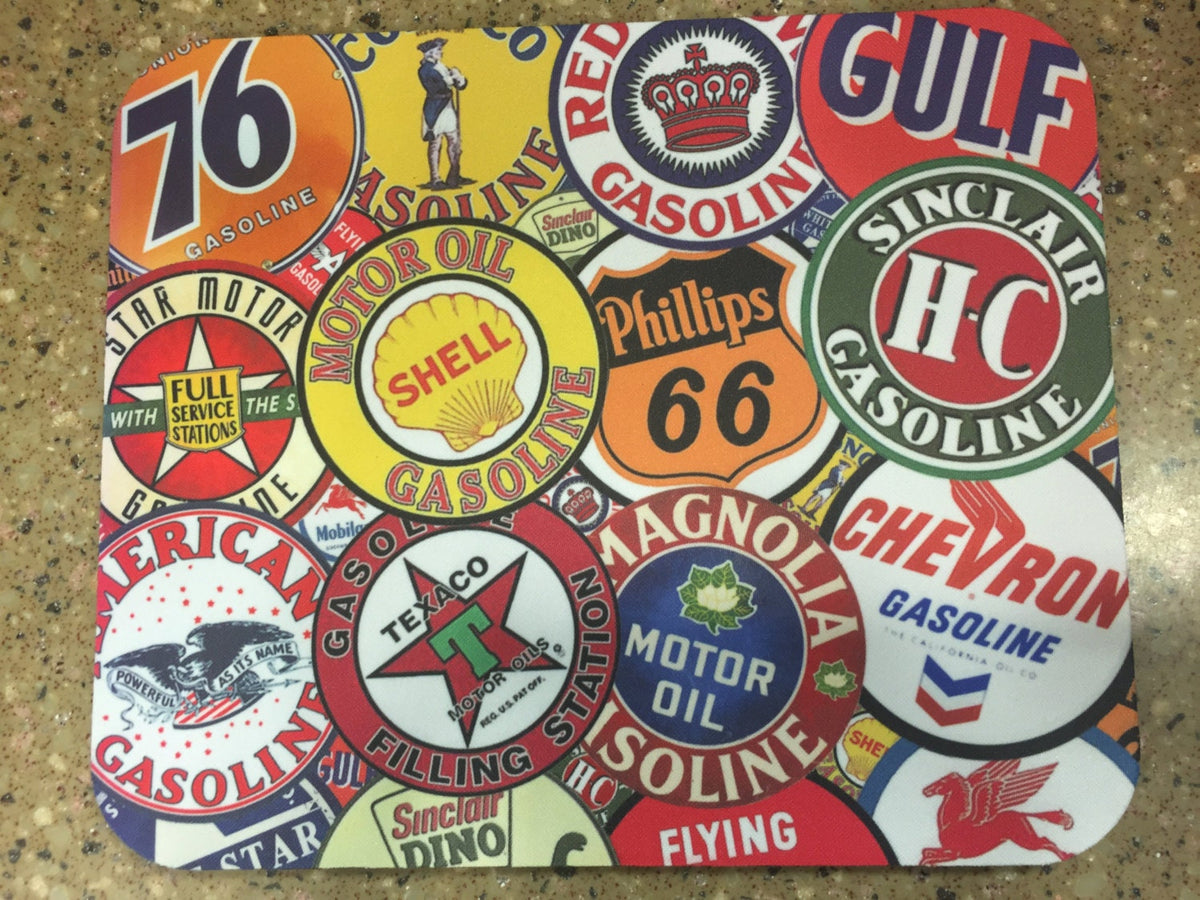 Vintage Gas Station Signs Mousepad: Customizable Artwork
