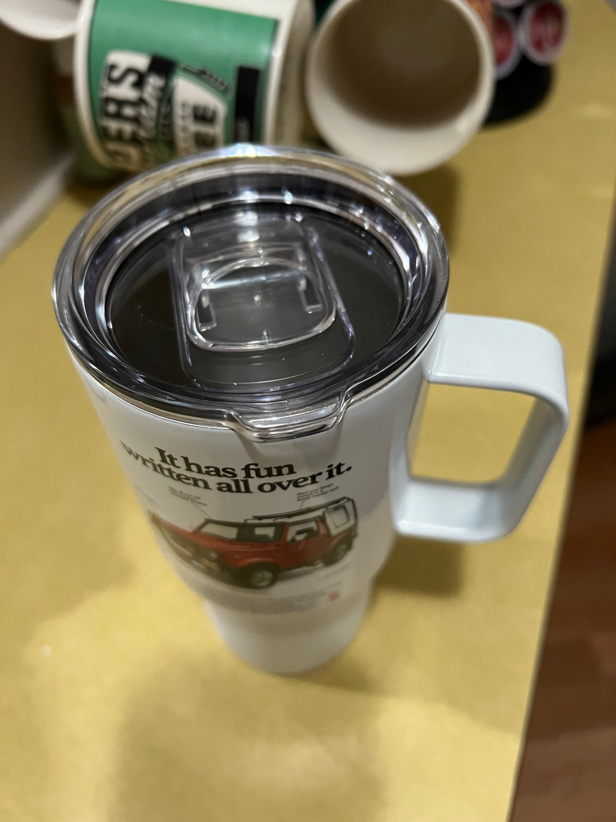 Suzuki Samurai/Sidekick Travel Mug: Vintage Auto Ad, Stainless Steel 20 oz