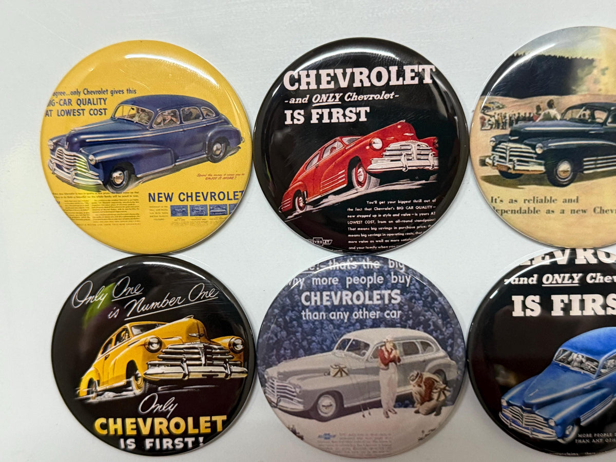 Chevy Fleetline Buttons: Vintage Car Pinback, Magnet, or Keychain