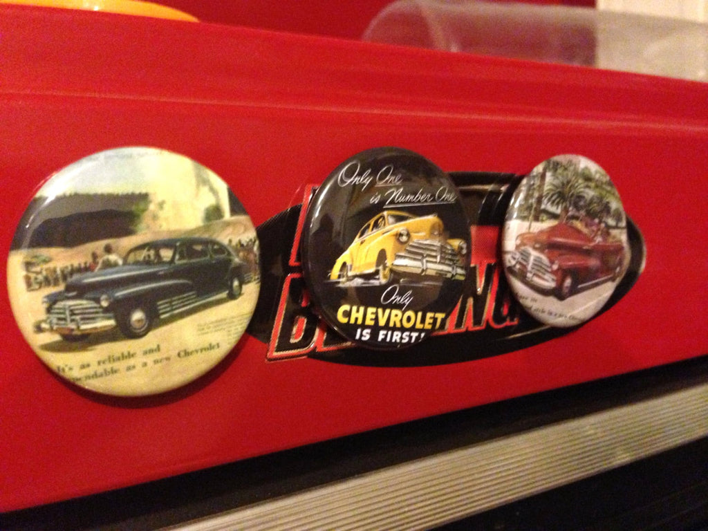 Chevy Fleetline Buttons: Vintage Car Pinback, Magnet, or Keychain
