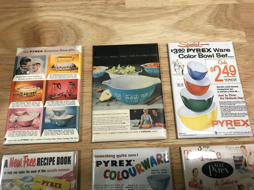 Pyrex Fridge magnets 2x3 inch Vintage Pyrex ads Set 1