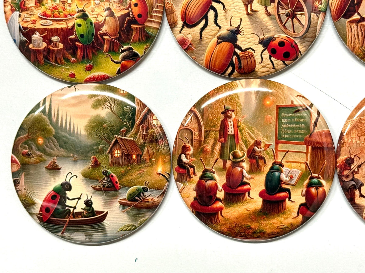 Magical Beetle Fridge Magnets: Storybook Pinback Buttons