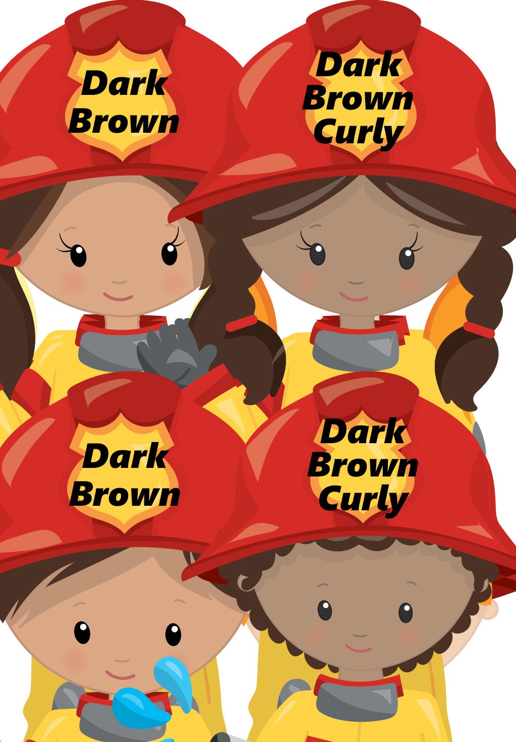 Firefighter Party Buttons: Custom Gender & Hair Color Favors