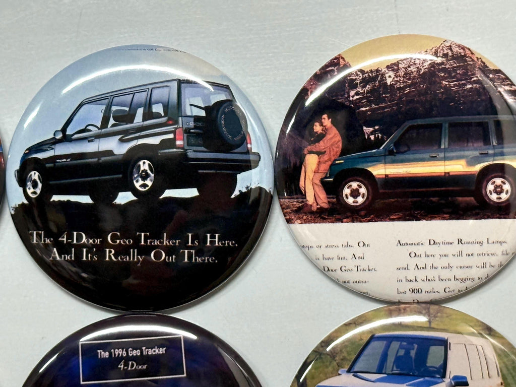 Geo Tracker 4 Door Magnets: Car Lover Gift, Pinbacks, Flatbacks
